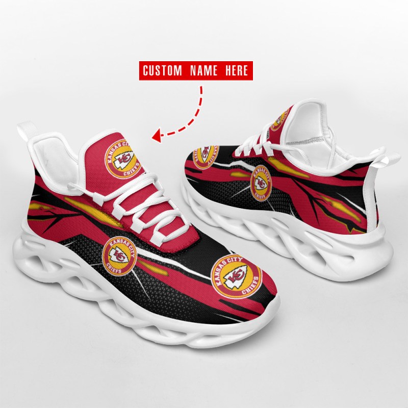 Kansas City Chiefs Personalized Yezy Running Sneakers Side View
