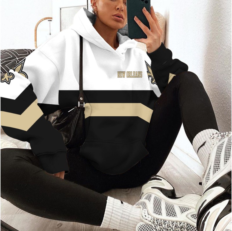 New Orleans Saints Printed Hooded Pocket Pullover Hoodie