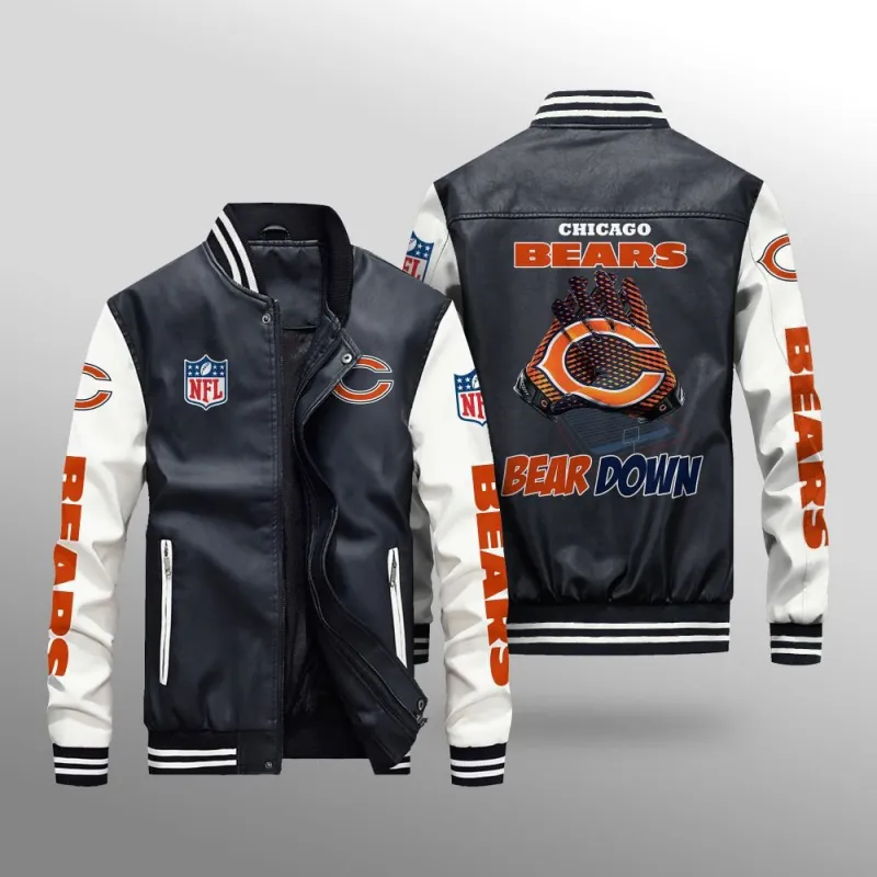 Chicago Bears Leather Bomber Jacket