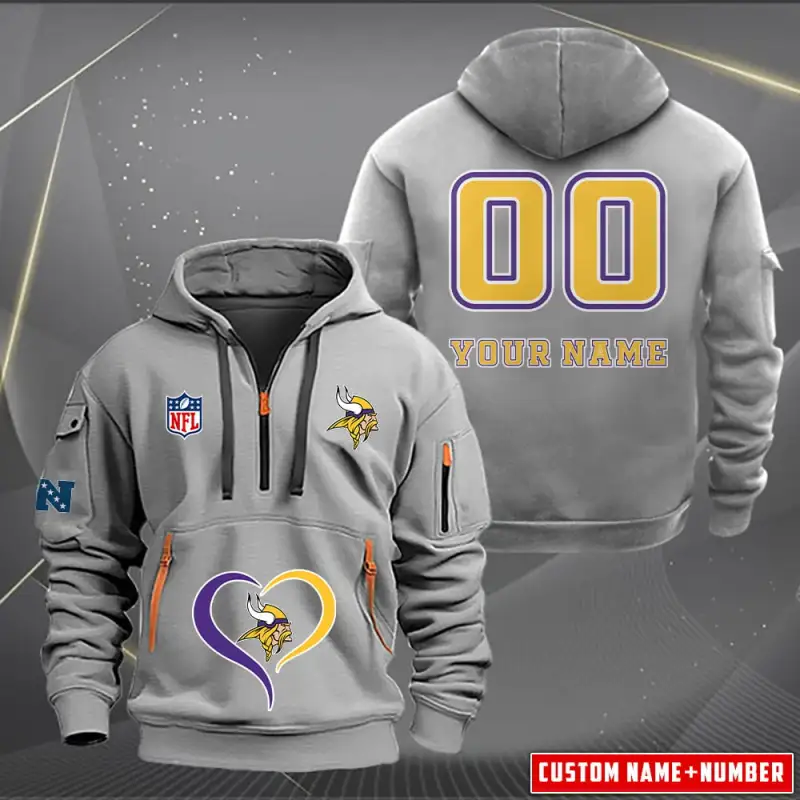 Minnesota Vikings Personalized Quarter Zip Hoodie