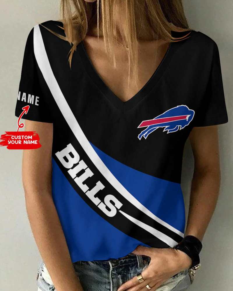 Buffalo Bills Personalized V-neck Women T-shirt