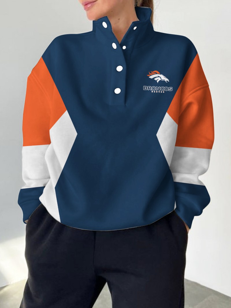 Denver Broncos Casual Colorful Stand Collar Sweatshirt