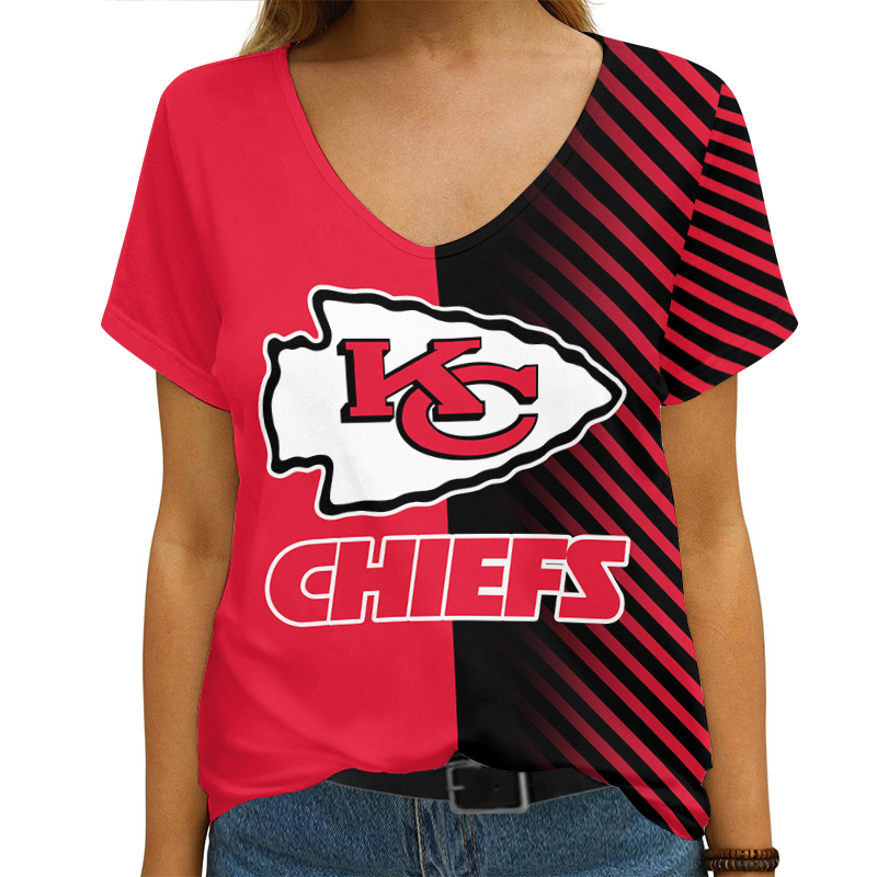 Kansas City Chiefs V-neck Women T-shirt Image 2