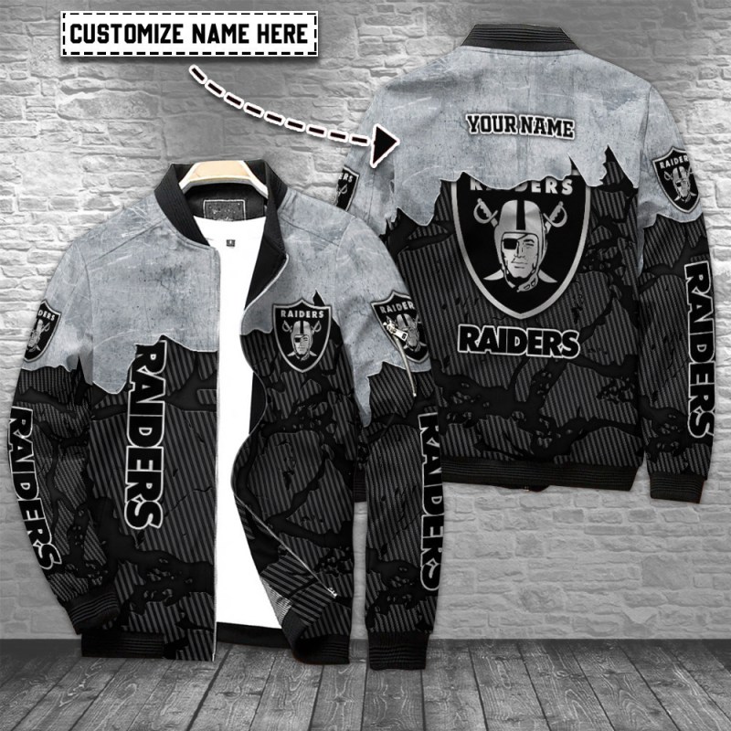 Las Vegas Raiders Personalized Bomber Jacket Front