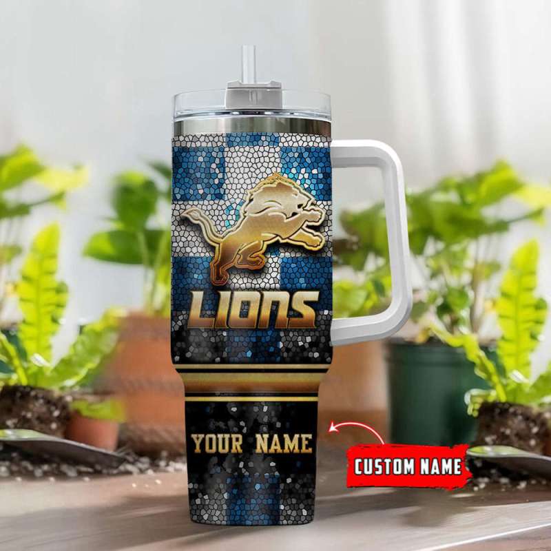 Detroit Lions Personalized 40oz Tumbler Side View