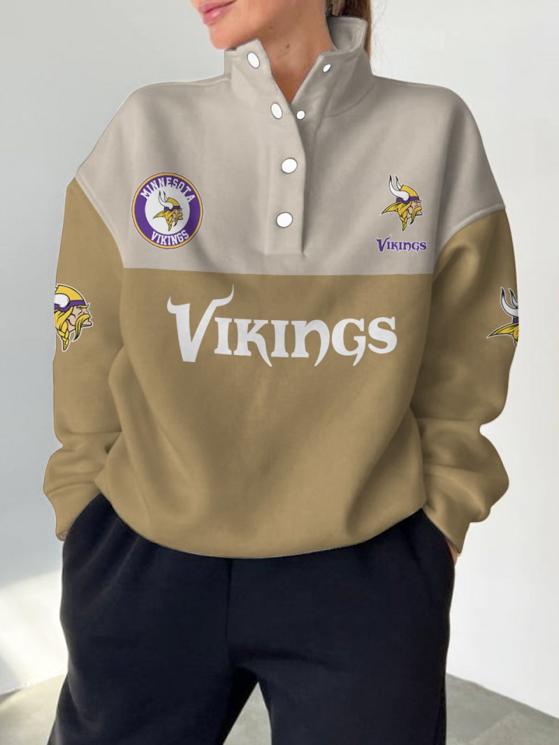 Minnesota Vikings Casual Colorful Stand Collar Sweatshirt