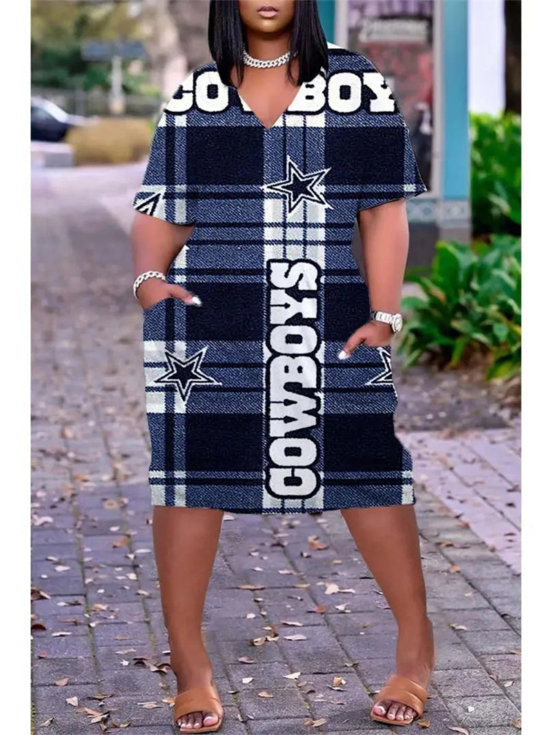Dallas Cowboys V-neck Casual Pocket Dress