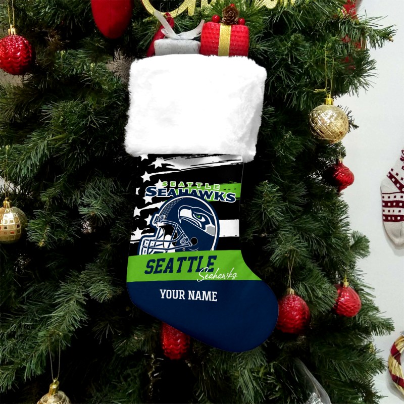 Seattle Seahawks Personalized Christmas Socks