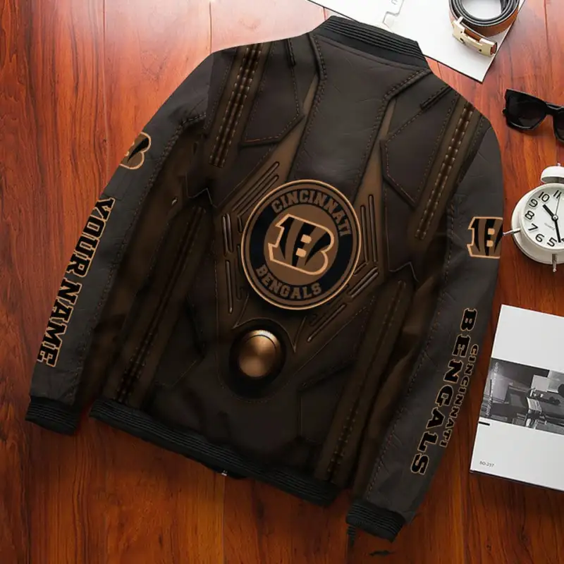 Cincinnati Bengals Personalized Bomber Jacket - Back View