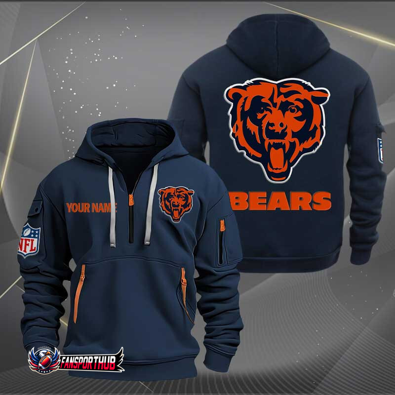 Chicago Bears Quarter Zip Hoodie Side View