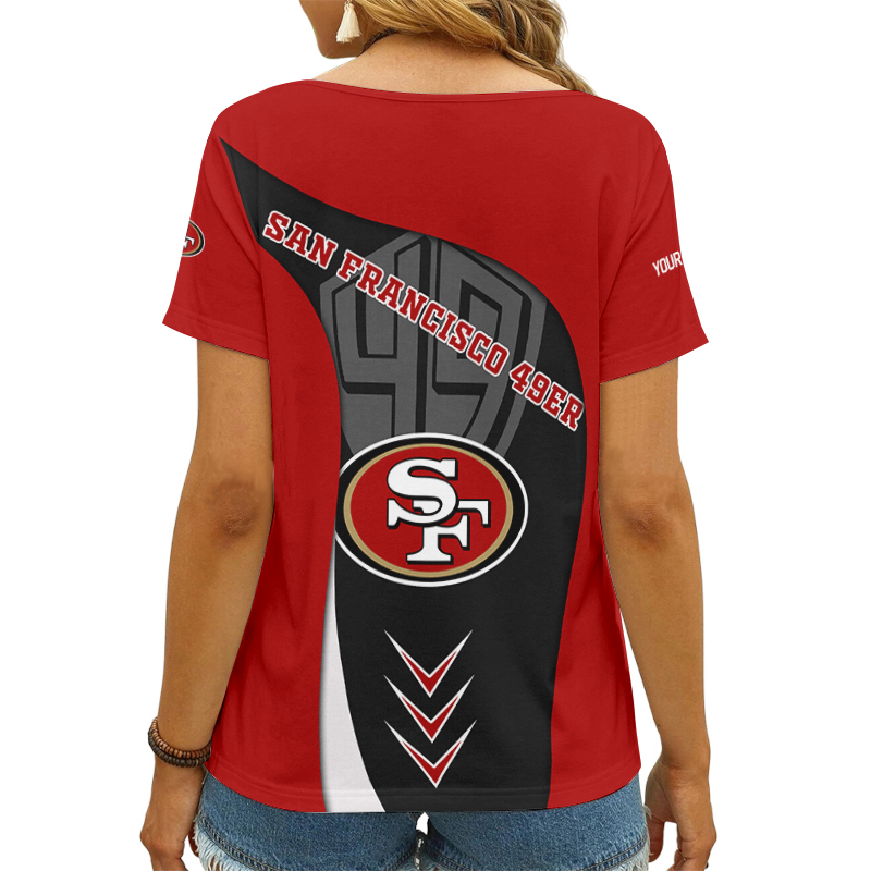 San Francisco 49ers Personalized Women's V-neck T-shirt Mockup 3