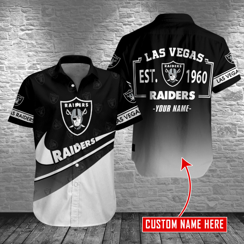 Las Vegas Raiders Personalized Button Shirt Size Chart