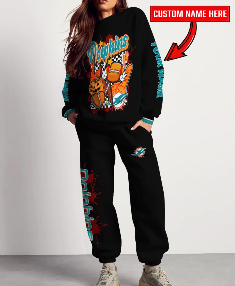 Miami Dolphins Halloween Collection Sweatshirt and Sweatpants Set