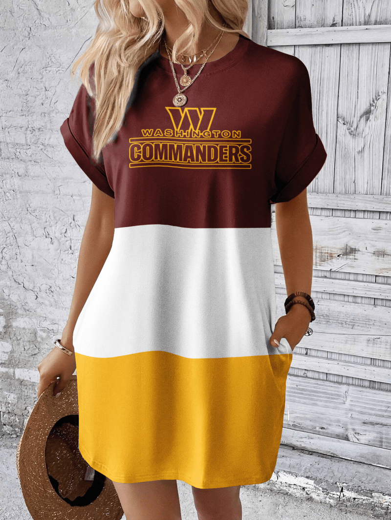 Washington Commanders Women's Hidden Pocket Batwing Casual Dress