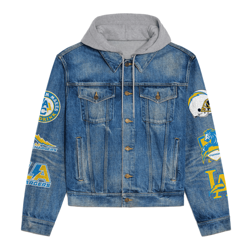 Los Angeles Chargers Hooded Denim Jacket Detail