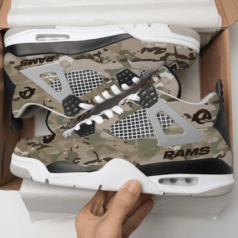 Los Angeles Rams Camo Personalized AJ4 Sneaker