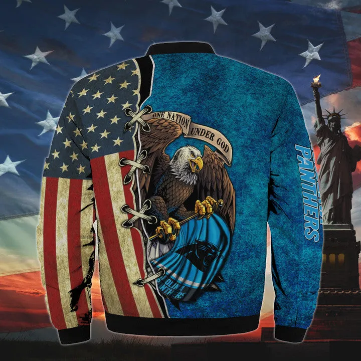 Men’s One Nation Under God Carolina Panthers Bomber Jacket