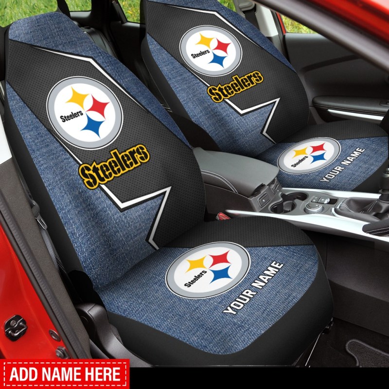 Pittsburgh Steelers Personalized Car Seat Cover Mockup 1
