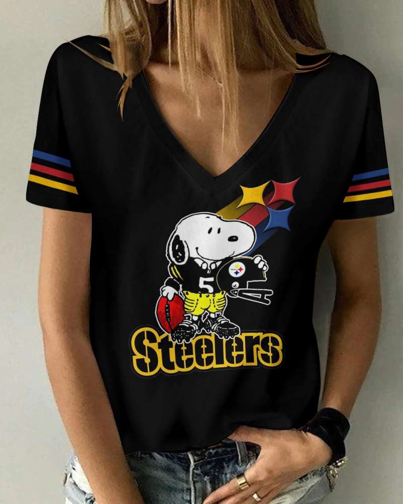 Pittsburgh Steelers V-neck T-shirt 1