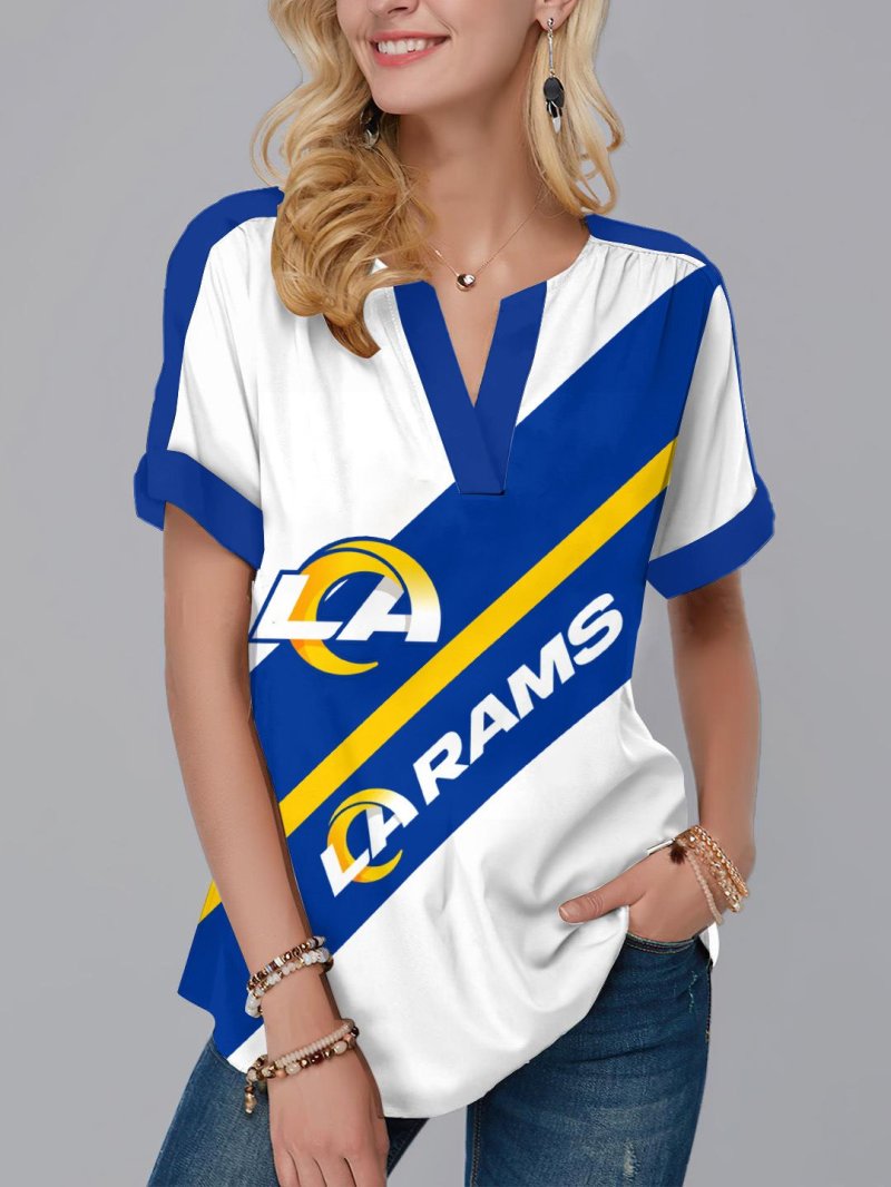 Los Angeles Rams Fashion Short Sleeve V-Neck Shirt