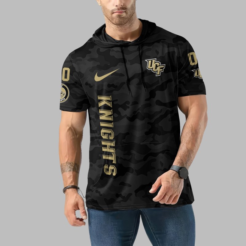 UCF Knights Personalized Camo Short Sleeve Hoodie - Front View