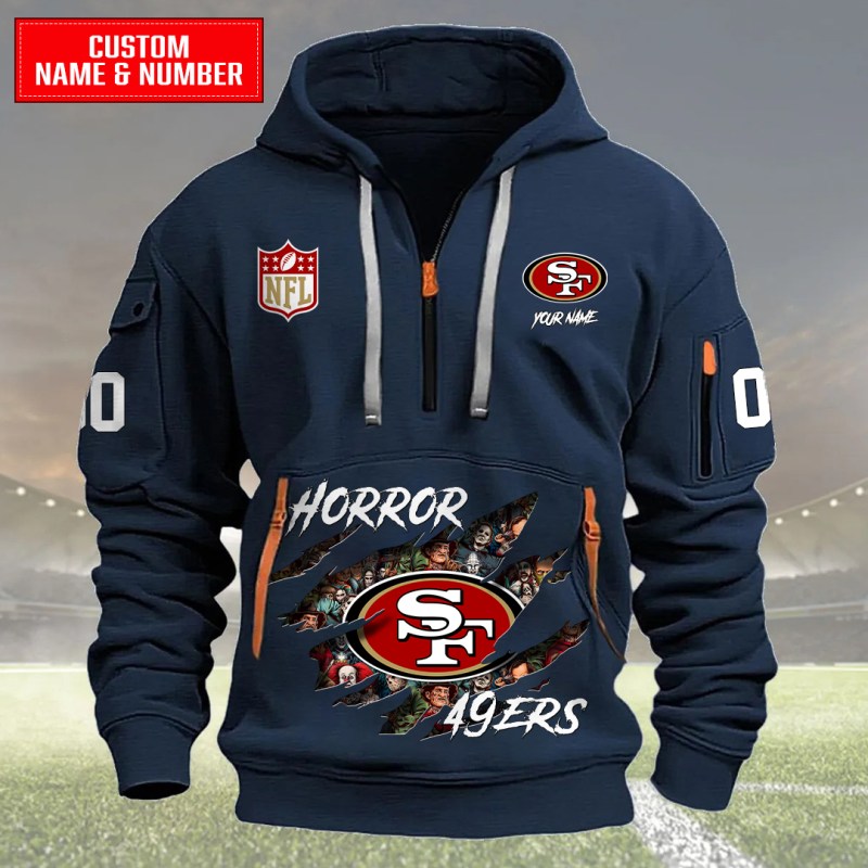 San Francisco 49ers Quarter Zip Hoodie Navy