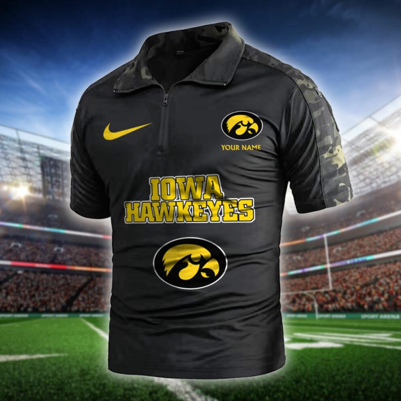 Iowa Hawkeyes Army Polo Shirt Black Camo