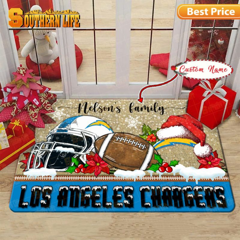 Los Angeles Chargers Christmas Personalized Doormat BGDMM529