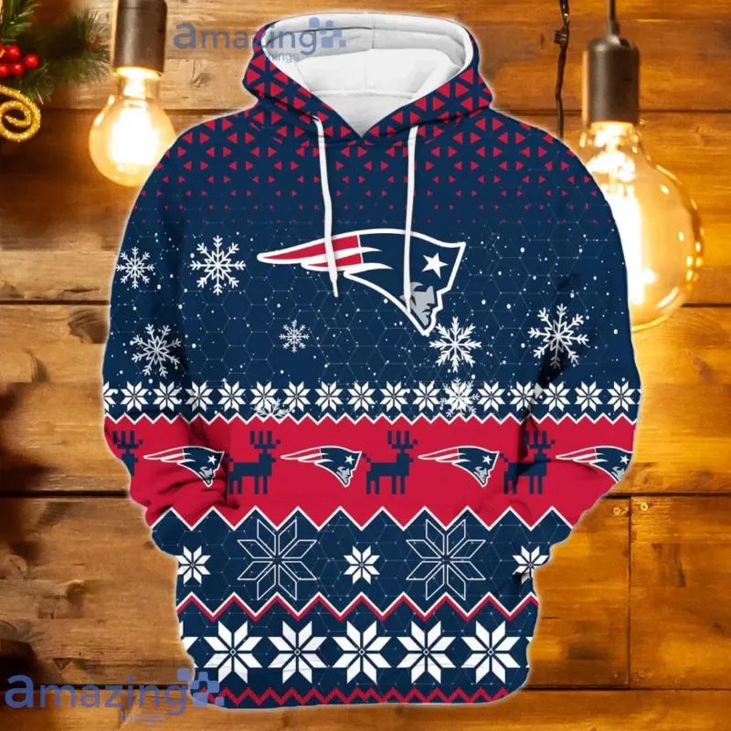 New England Patriots Ugly Christmas Hoodie - Back View