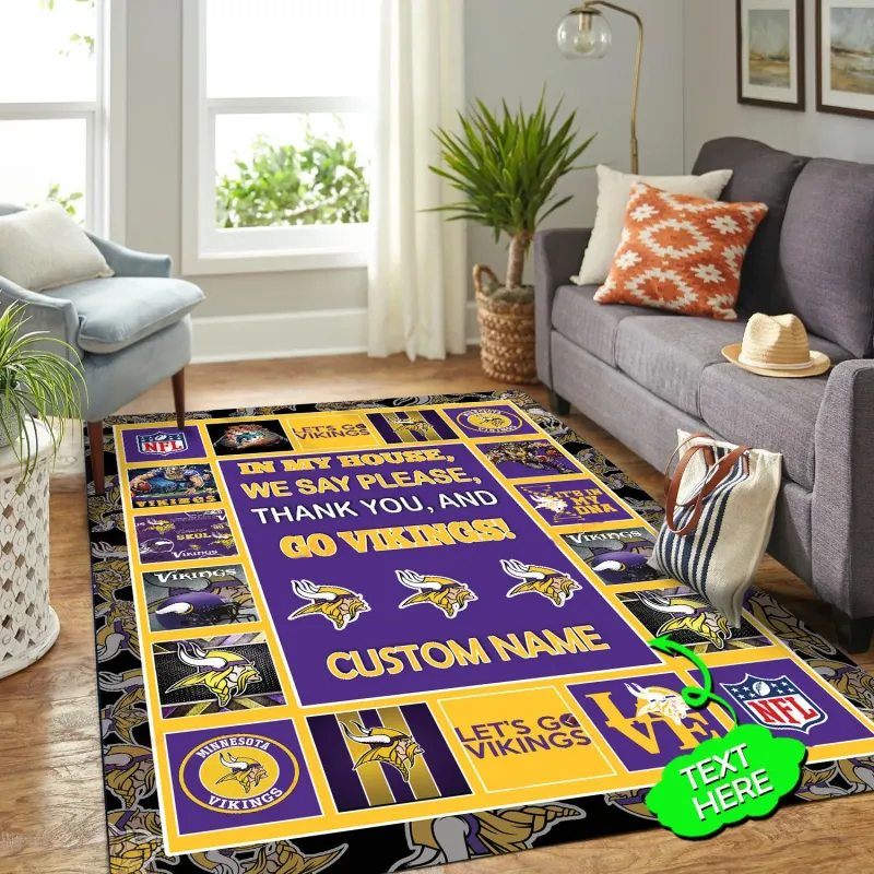Minnesota Vikings Personalized Premium Rectangle Rug