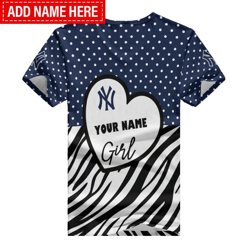 New York Yankees Personalized Summer V-neck Women T-shirt