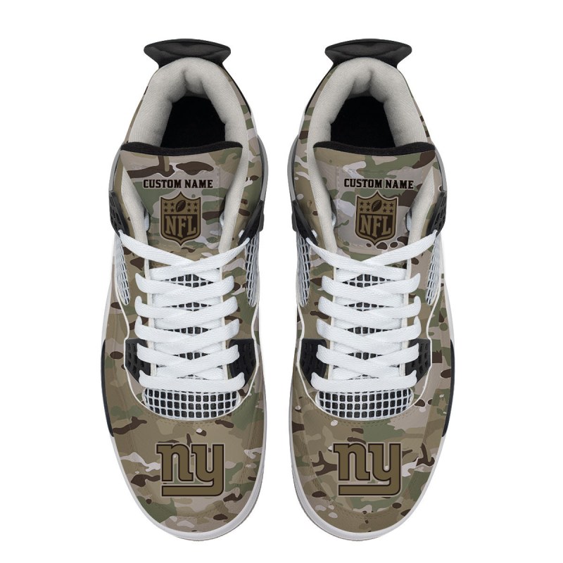 New York Giants Camo Personalized AJ4 Sneakers