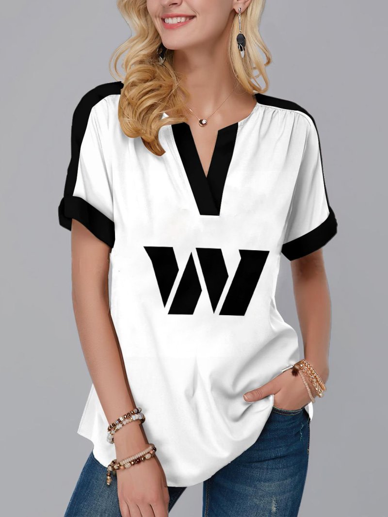 Washington Commanders Fashion Short Sleeve V-Neck Shirt