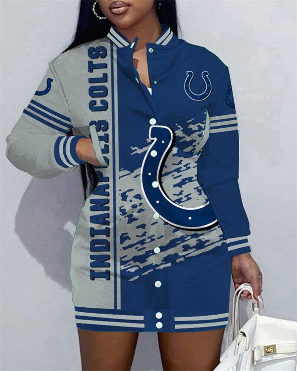 Indianapolis Colts Women Button Down Jacket Dress