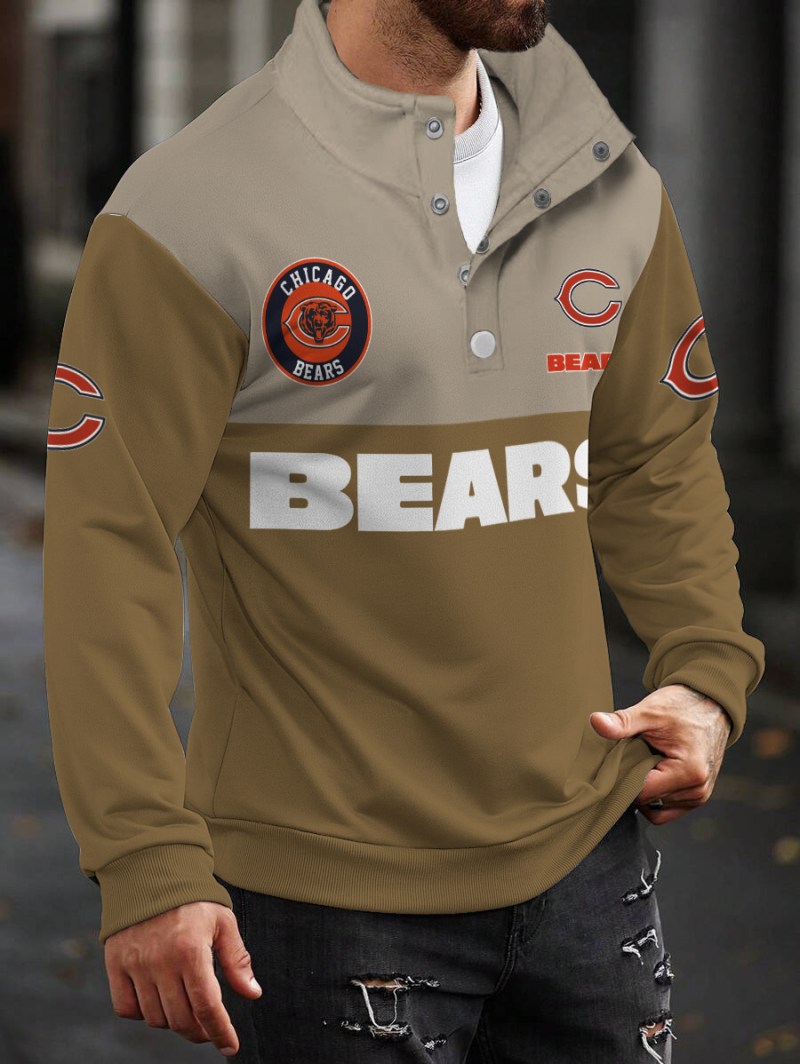 Chicago Bears Casual Colorful Stand Collar Sweatshirt