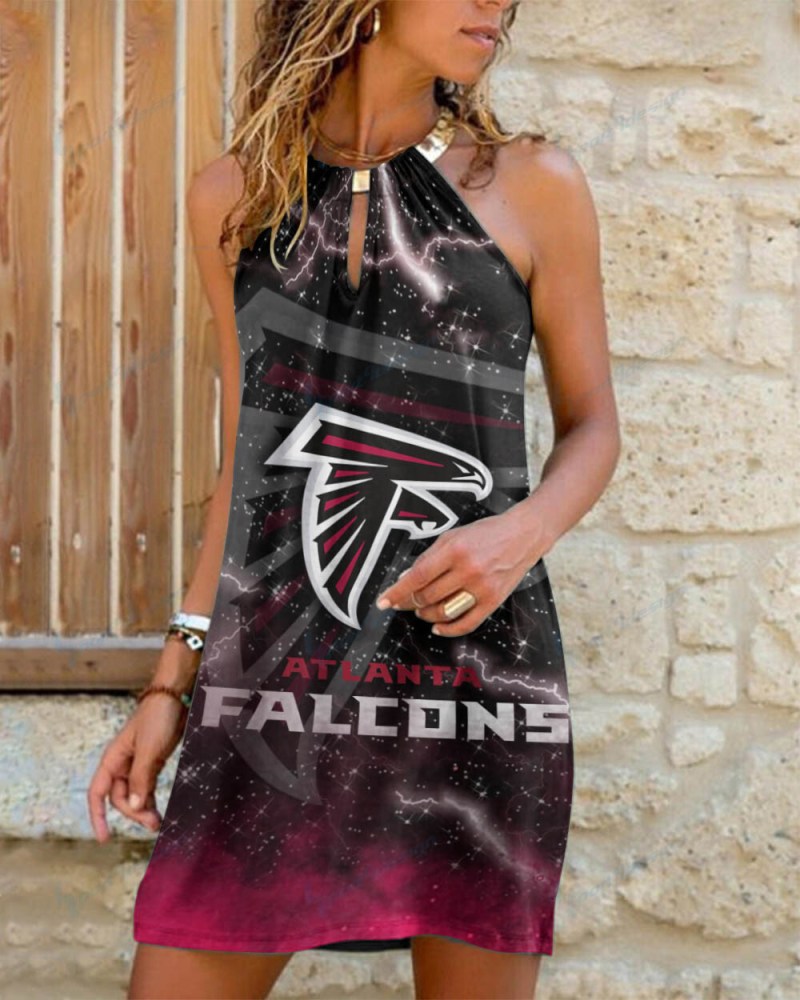 Atlanta Falcons Summer Casual Metal Halter Neck Sleeveless Dress 81 1 Atlanta Falcons Summer Casual Metal Halter Neck Sleeveless Dress