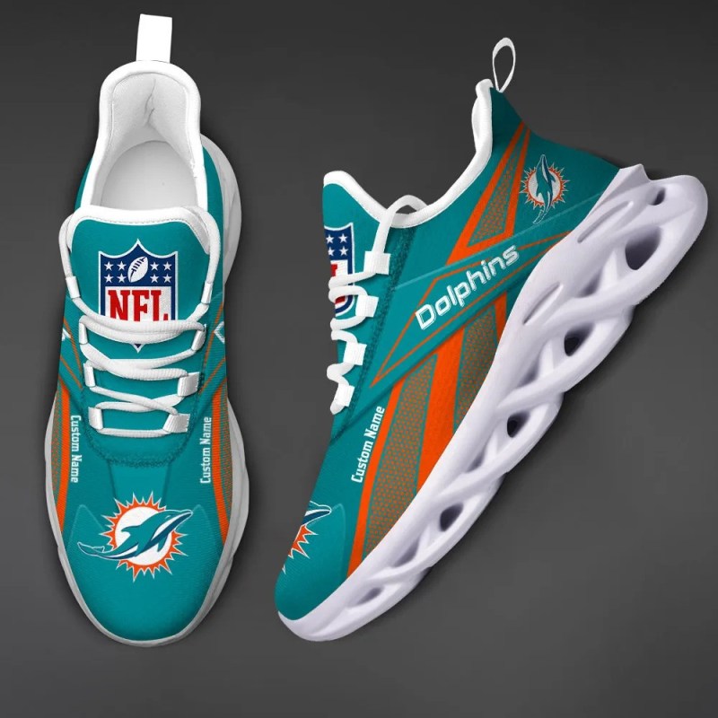 Miami Dolphins Personalized Yezy Running Sneakers Side View