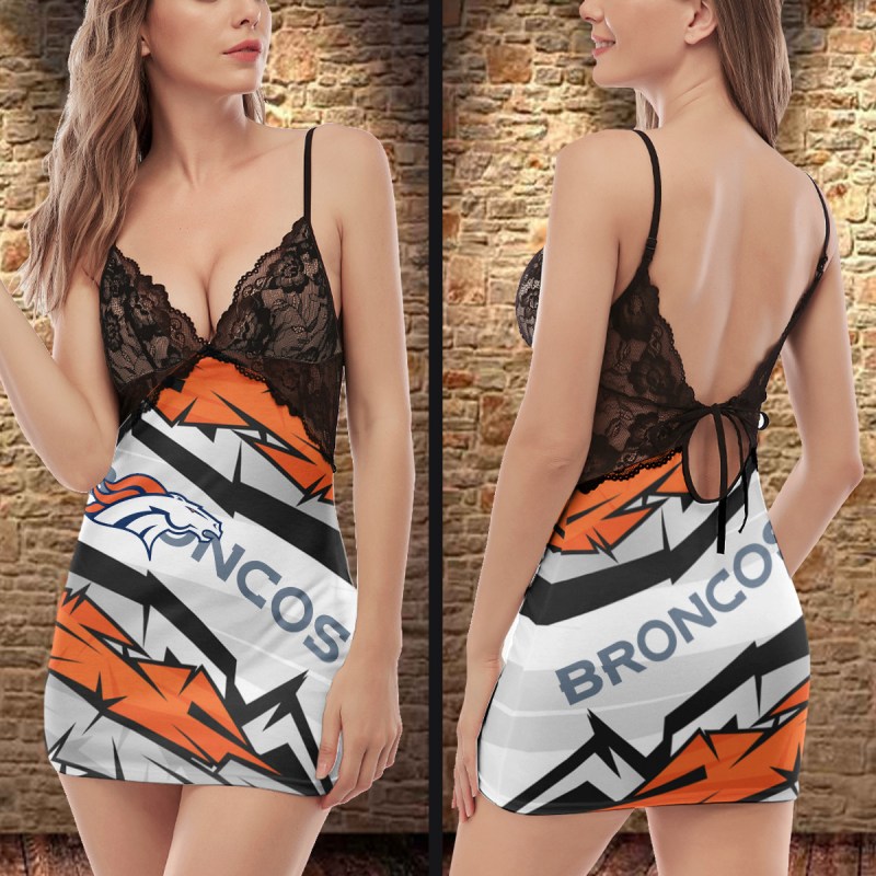 Denver Broncos Lace Back Strap Slip Dress