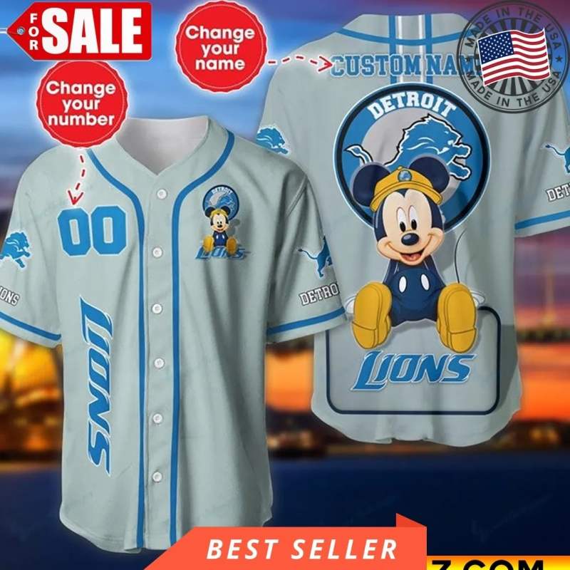 Detroit Lions Personalized Baseball Jersey