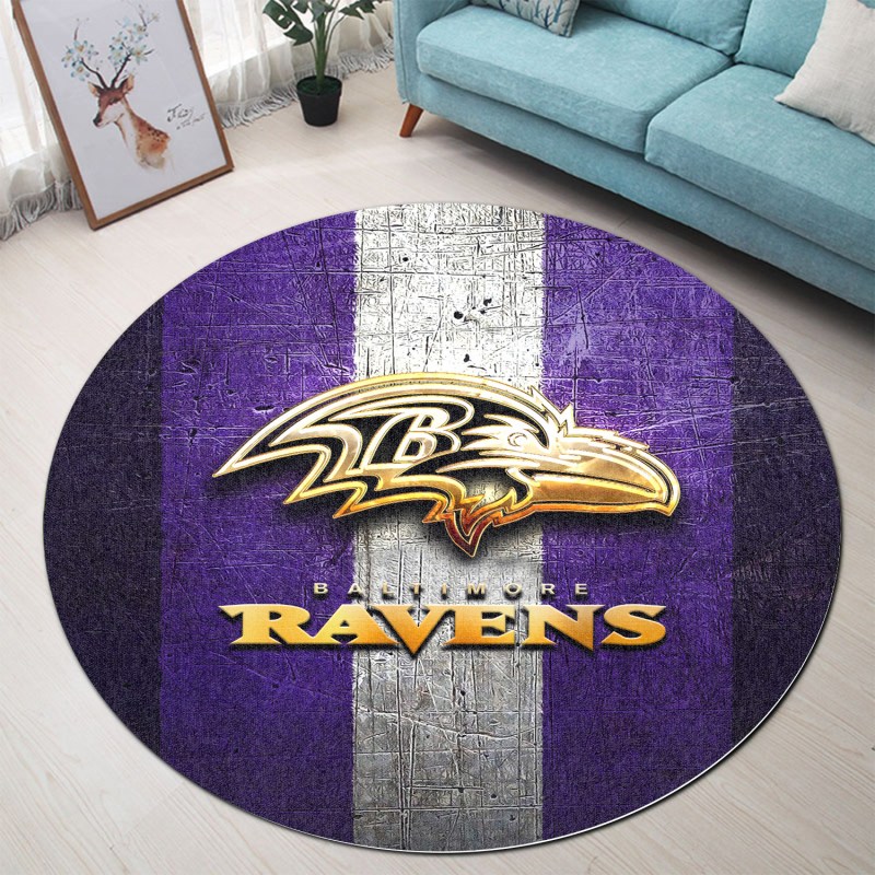 Baltimore Ravens Round Rug Side View
