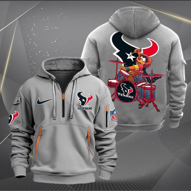 Houston Texans Premium Personalized Quarter Zip Hoodie