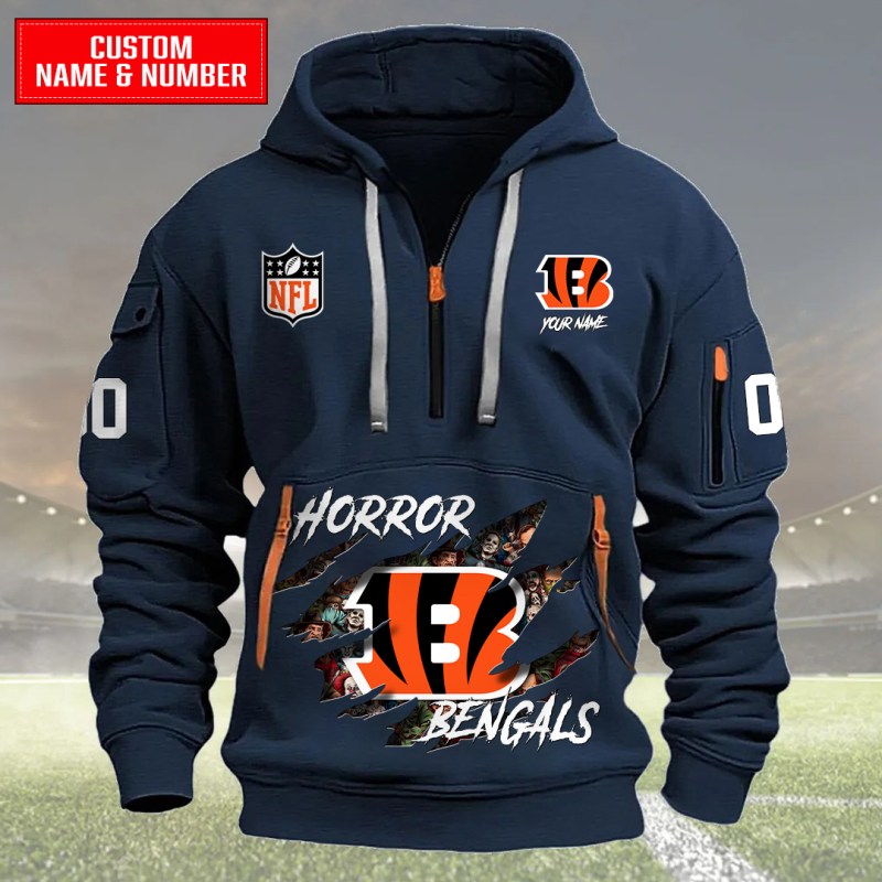 Cincinnati Bengals Quarter Zip Hoodie Navy