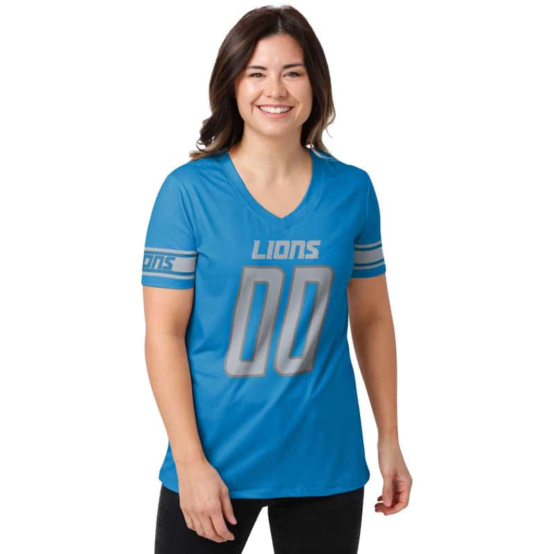 Detroit Lions Personalized V-neck Women T-shirt