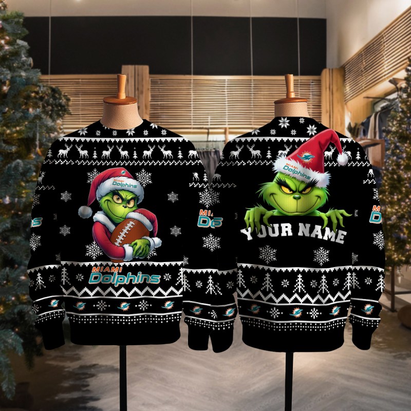 Miami Dolphins Ugly Christmas Sweater - Full View