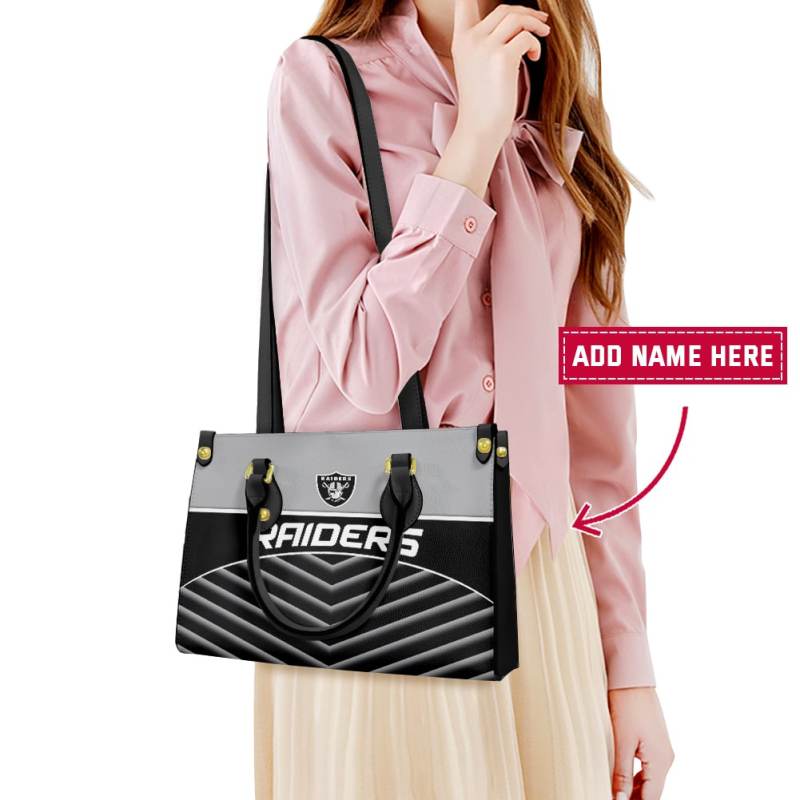 Las Vegas Raiders Leather Hand Bag Side View