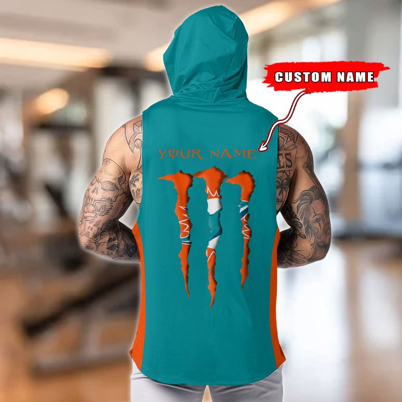 Miami Dolphins Hooded Tank Top Team Color Back View