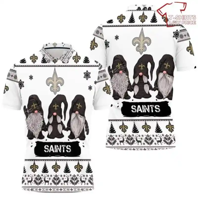 Christmas Gnomes New Orleans Saints Ugly Sweatshirt Christmas 3D Polo Shirt