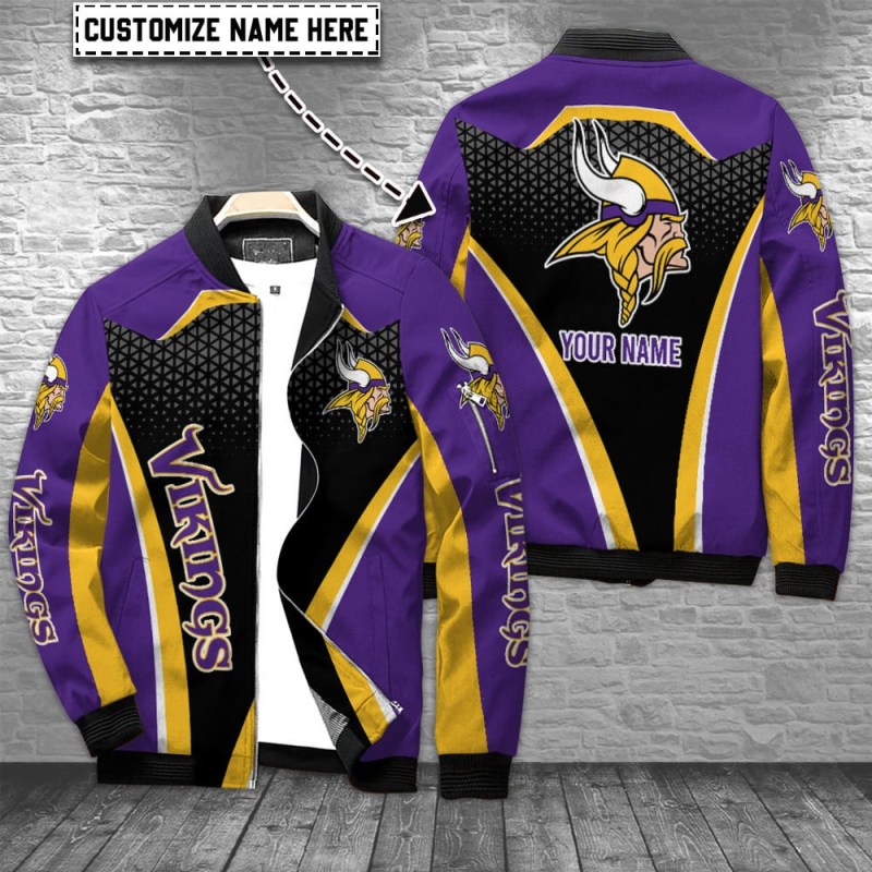 Minnesota Vikings Personalized Bomber Jacket Front