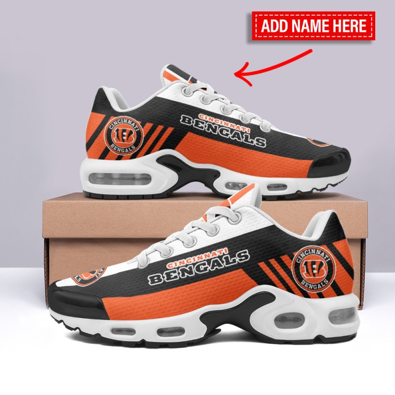 Cincinnati Bengals Personalized Plus T-N Youth Sneakers - Top View