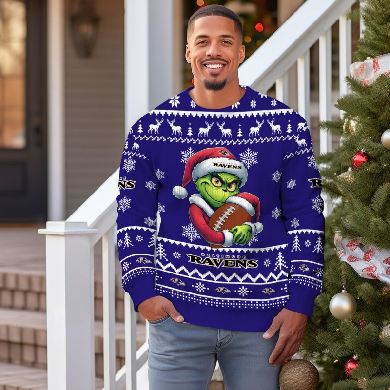 Baltimore Ravens Ugly Christmas Sweater Outdoor 3